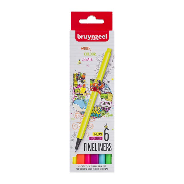 Bruynzeel, Neon Colours, 6 Stifte, Fineliner Set 6, Produktansicht