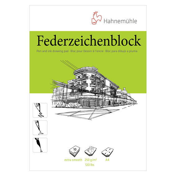 Hahnemühle / Federzeichenblock / Skizzenblock / 250g/m² / Naturweiß / extrem glatt