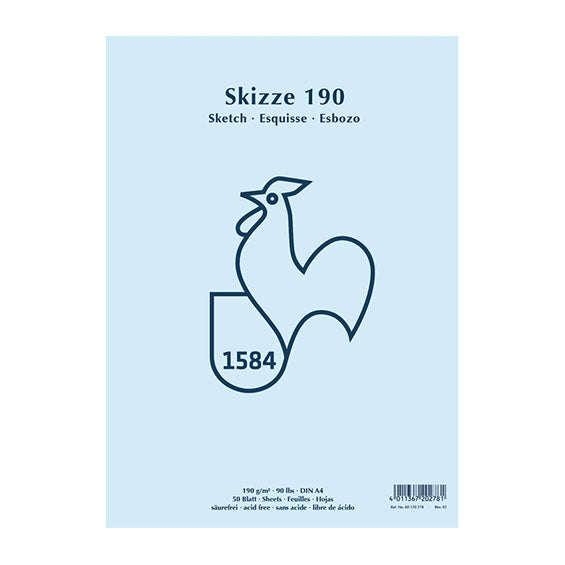 Skizze 190 / Skizzenblock / 190g/m² / hellweiß / feine Struktur