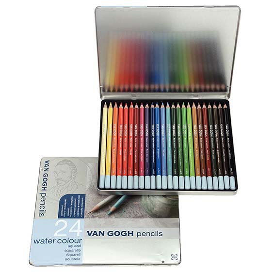 Van Gogh / Pencils / Water colour / Aquarell / Metalletui mit 24 Stiften